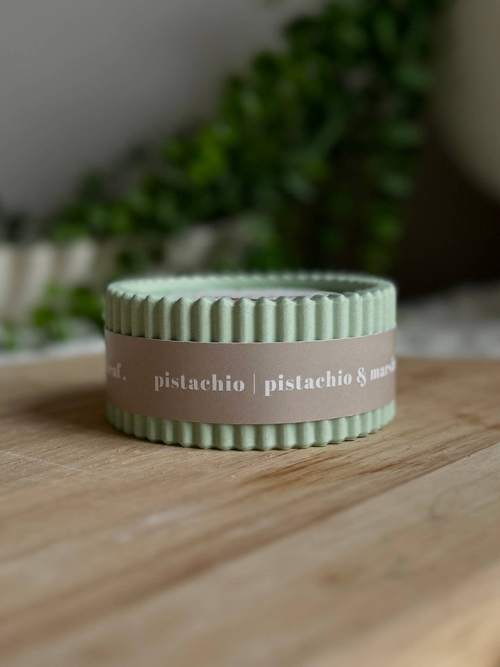 Pistachio Scented Soy Wax Refillable Small Candle in Sage