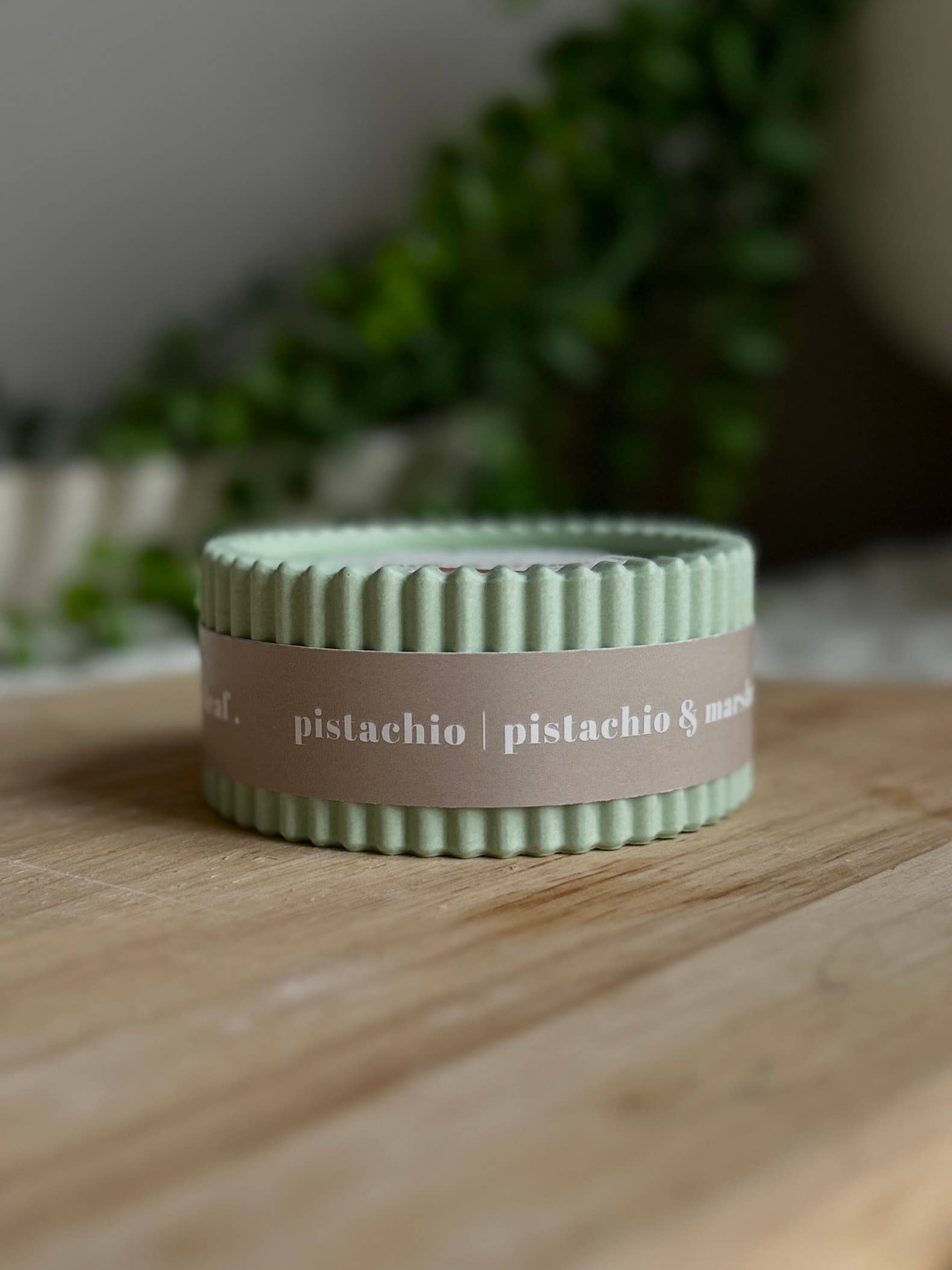 Pistachio Scented Soy Wax Refillable Small Candle in Sage