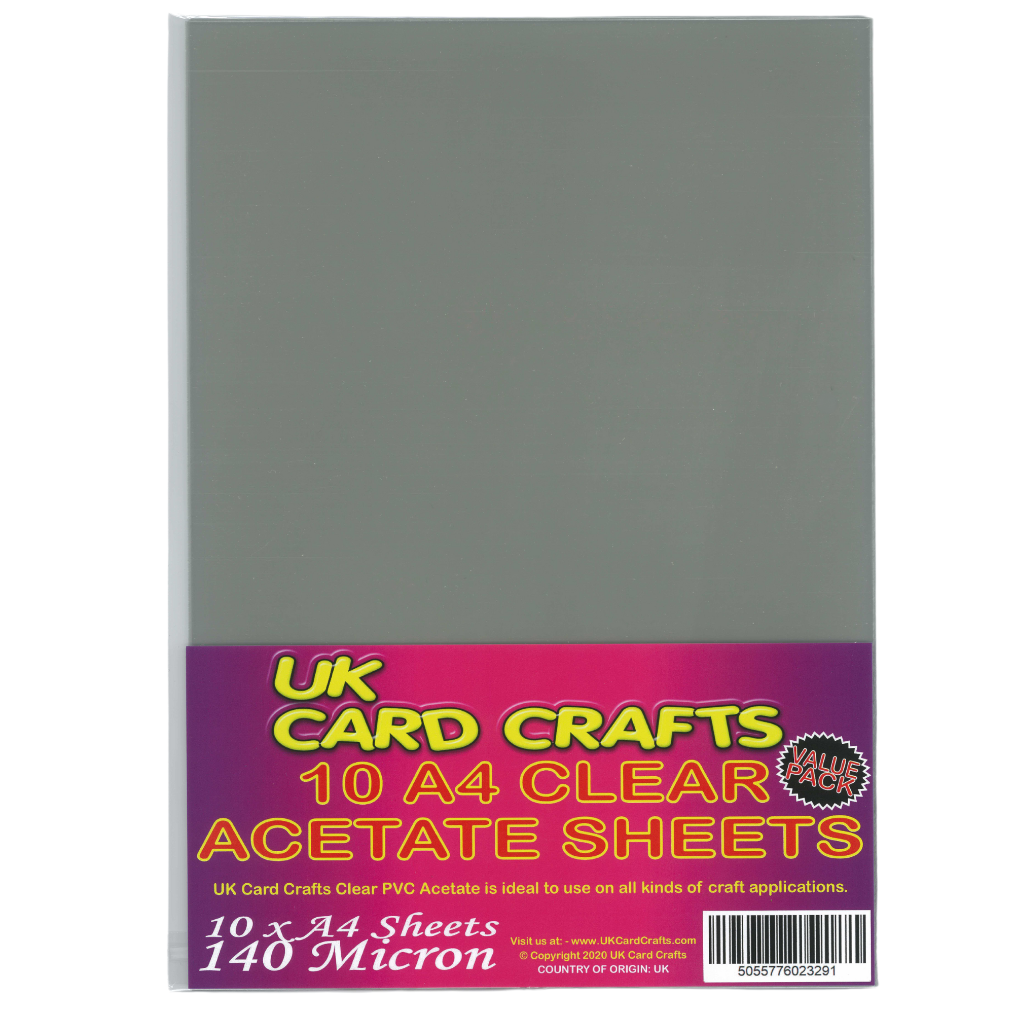 10 x A4 Acetate Sheets – 140 Micron Clear Film for Crafts, OHP & Covers