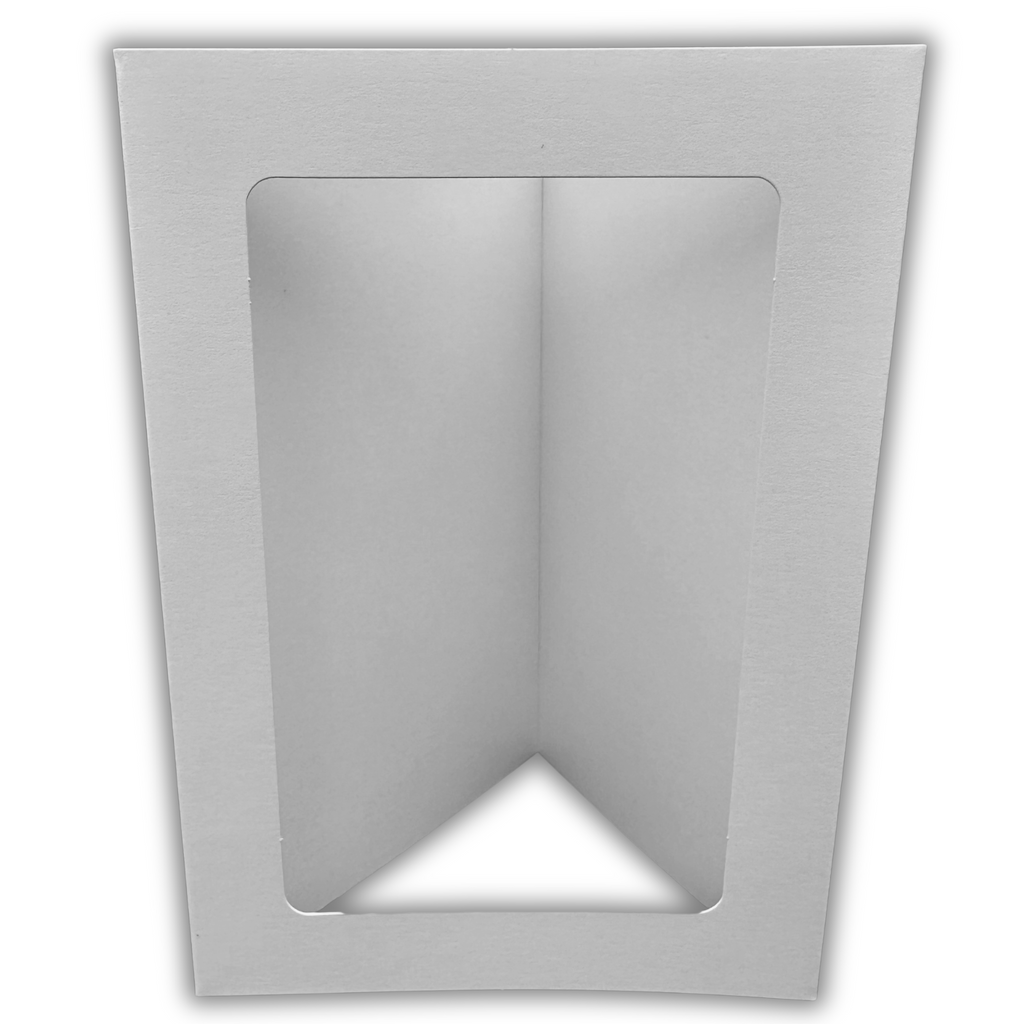 10 Pack A6 White Rounded Oblong Rectangle Aperture Card Blanks & Envelopes, Tri-Fold - 300gsm