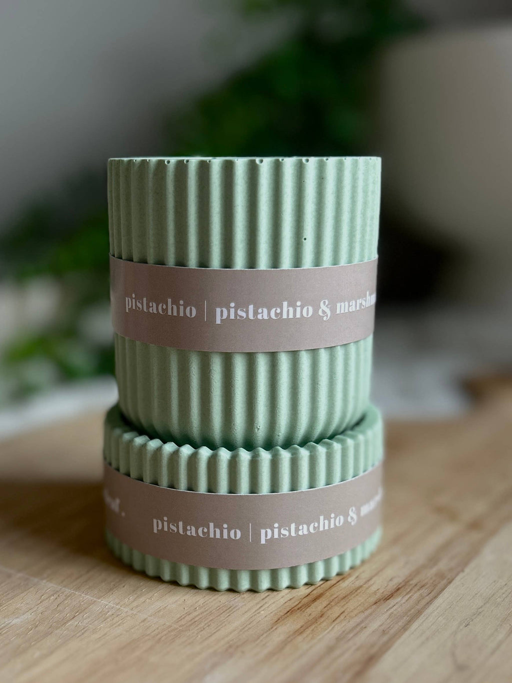 Pistachio Scented Soy Wax Refillable Small Candle in Sage