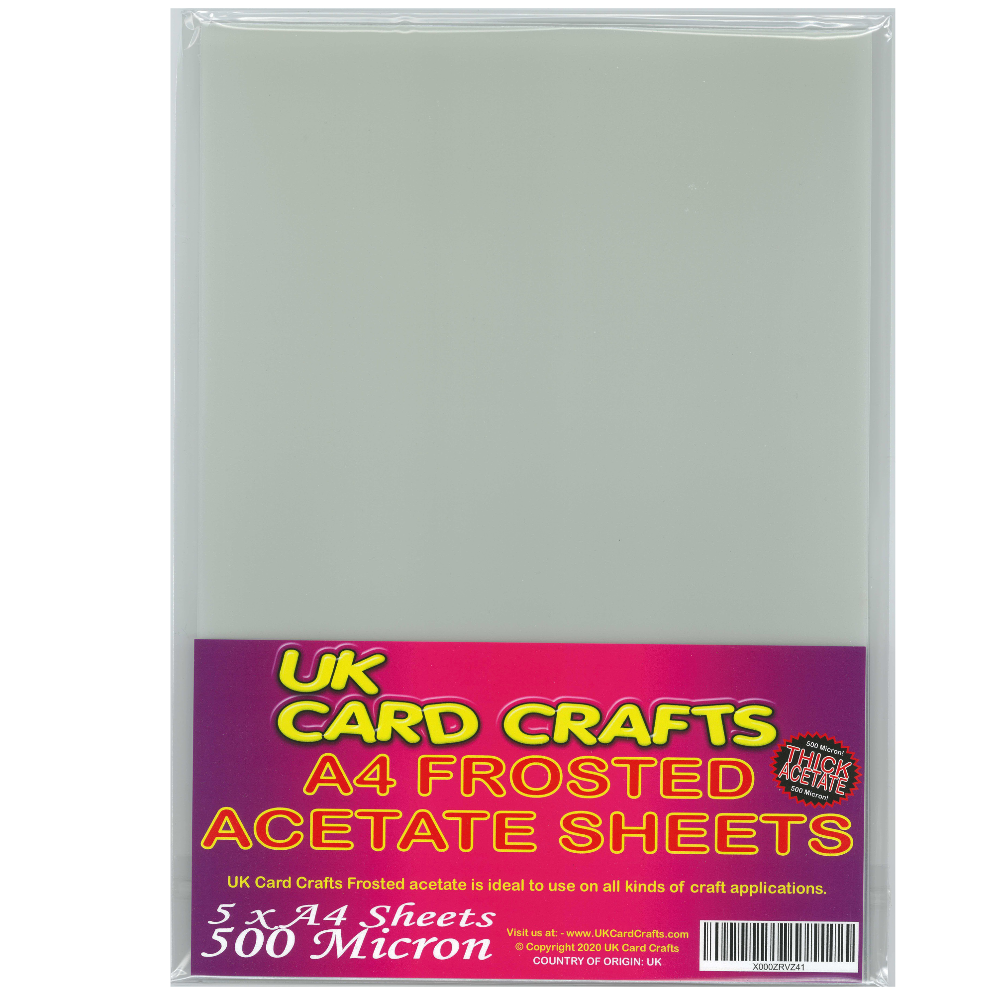 5 x A4 Frosted Acetate Sheets – 300 Micron Semi-Transparent Film for Crafts & Templates