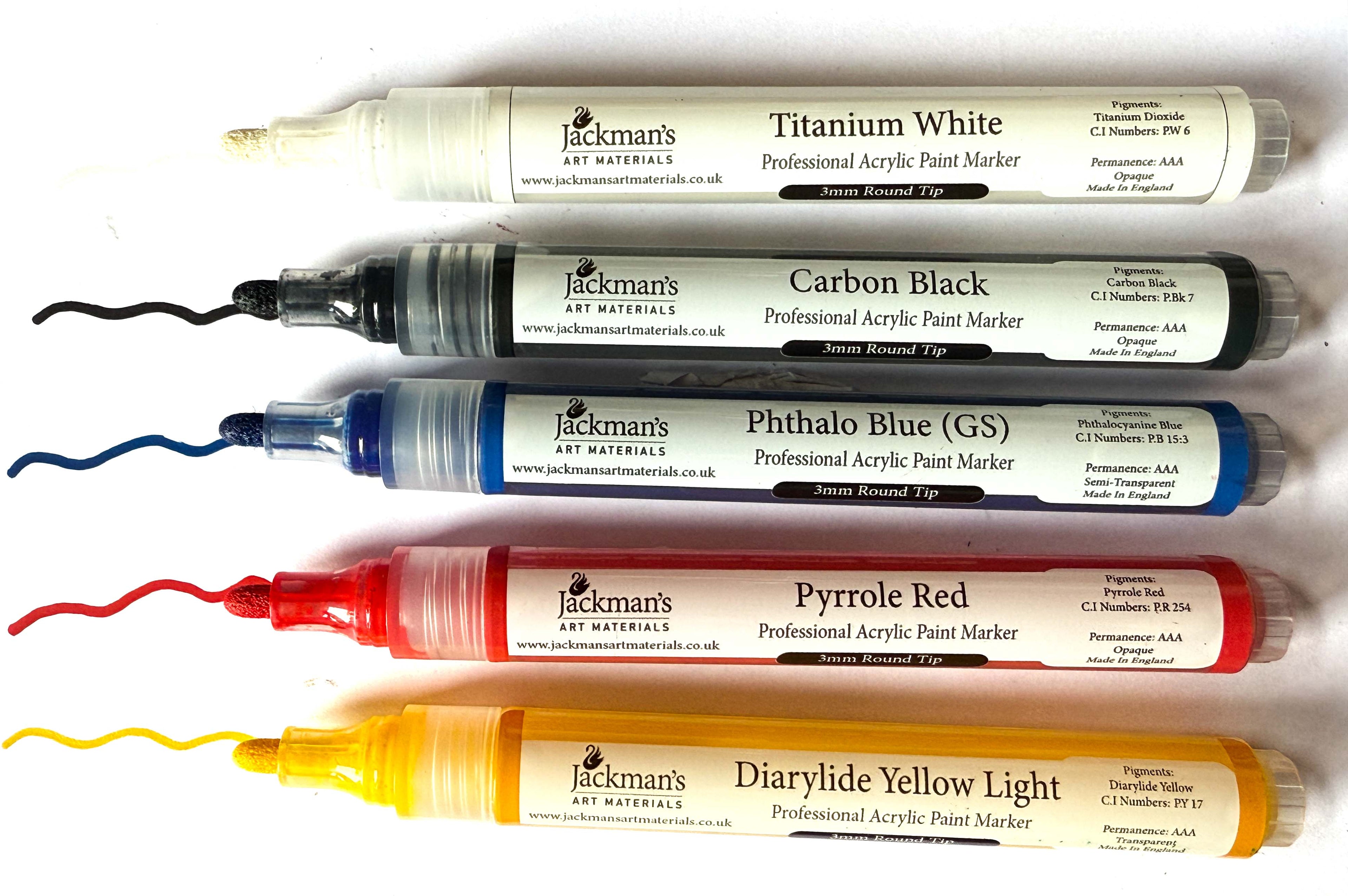 Set of 5 Acrylic Marker Pens (Loose)
