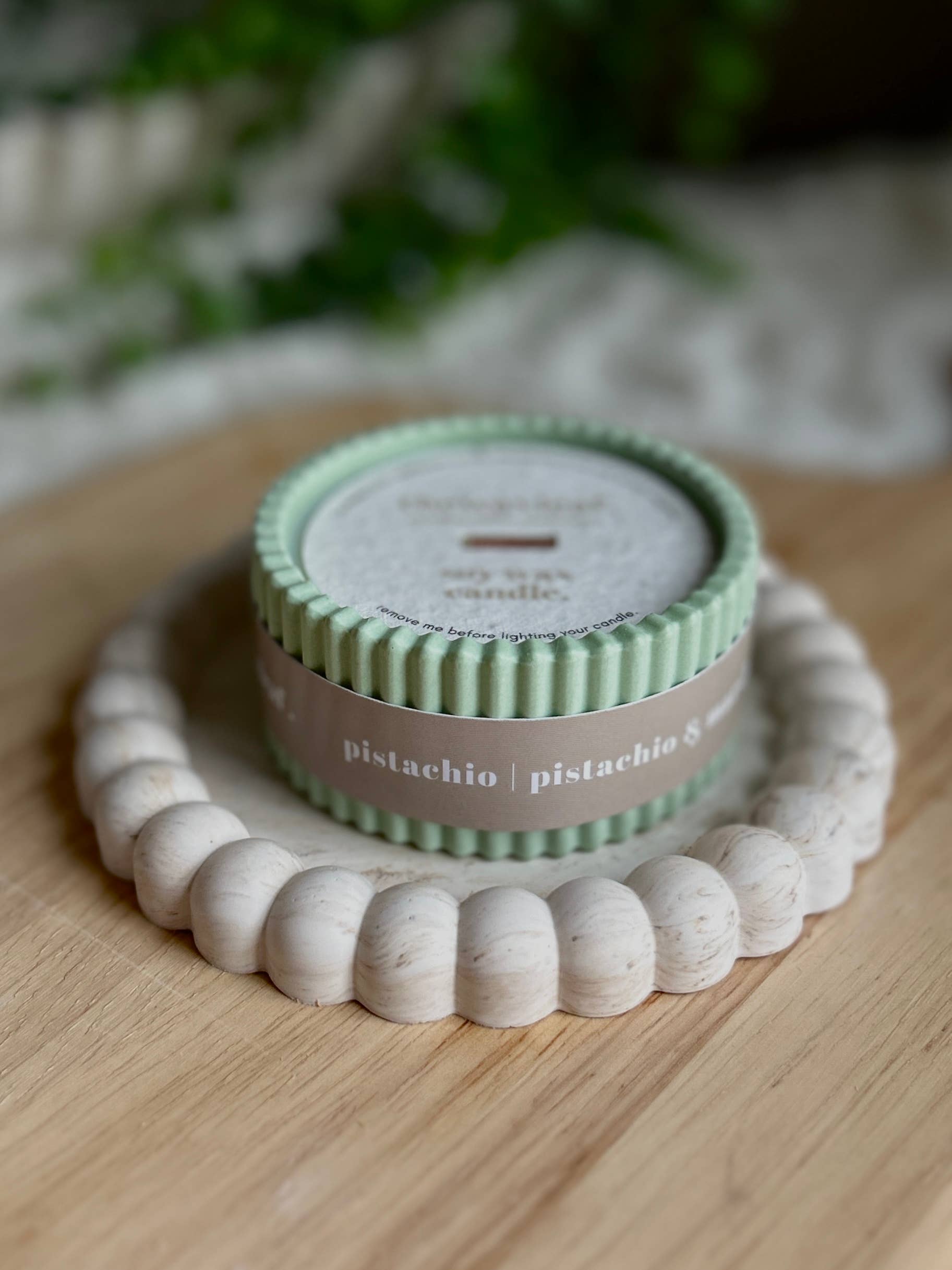 Pistachio Scented Soy Wax Refillable Small Candle in Sage