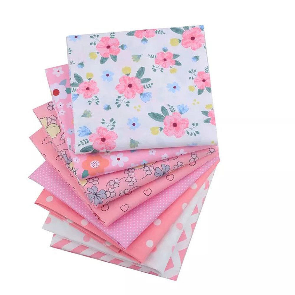 CraftsFabrics 8pcs 40cm x 50cm Floral Cotton Fat Quarters Bundle Fabric for Quilting, Scrapbooking, Sewing, DIY Projects