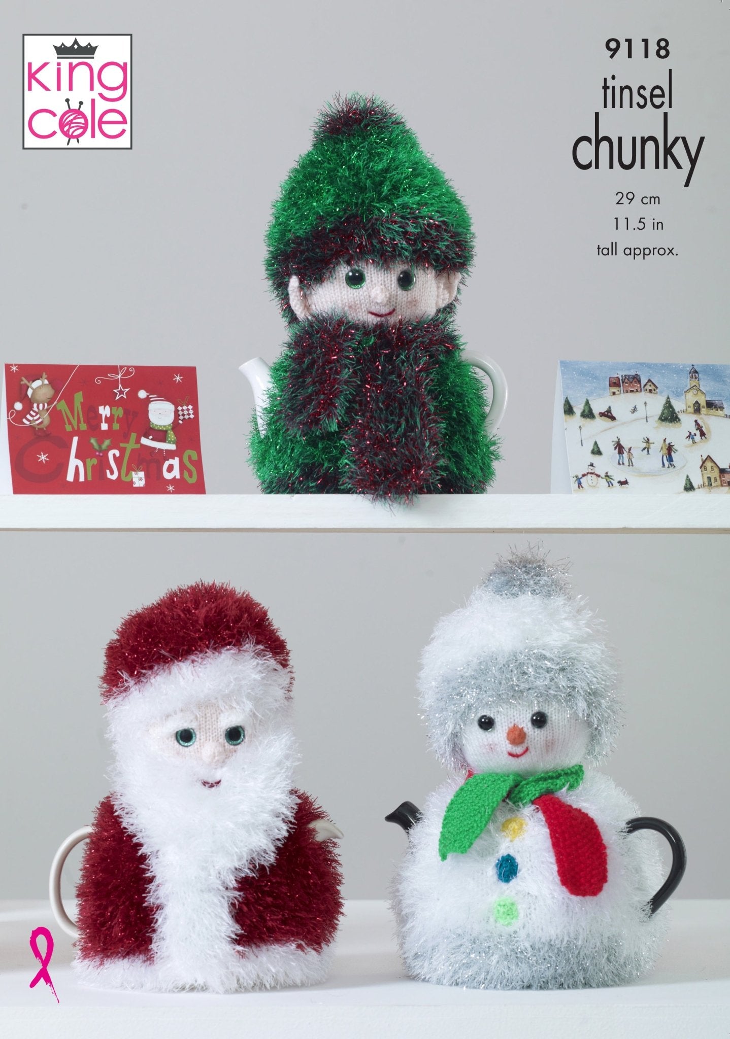 King Cole Novelty Christmas Tea Cosy Knitting Pattern 9118 - Tinsel Chunky