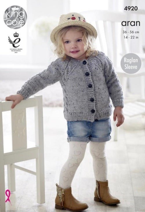 King Cole Childs Sweater & Cardigan Knitting Pattern 4920 - Aran