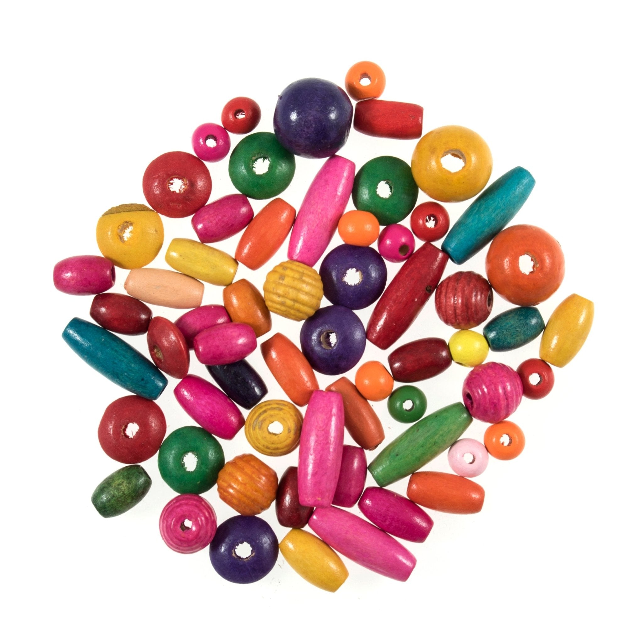 Trimits Mixed Shaped Coloured Wooden Beads - 20g