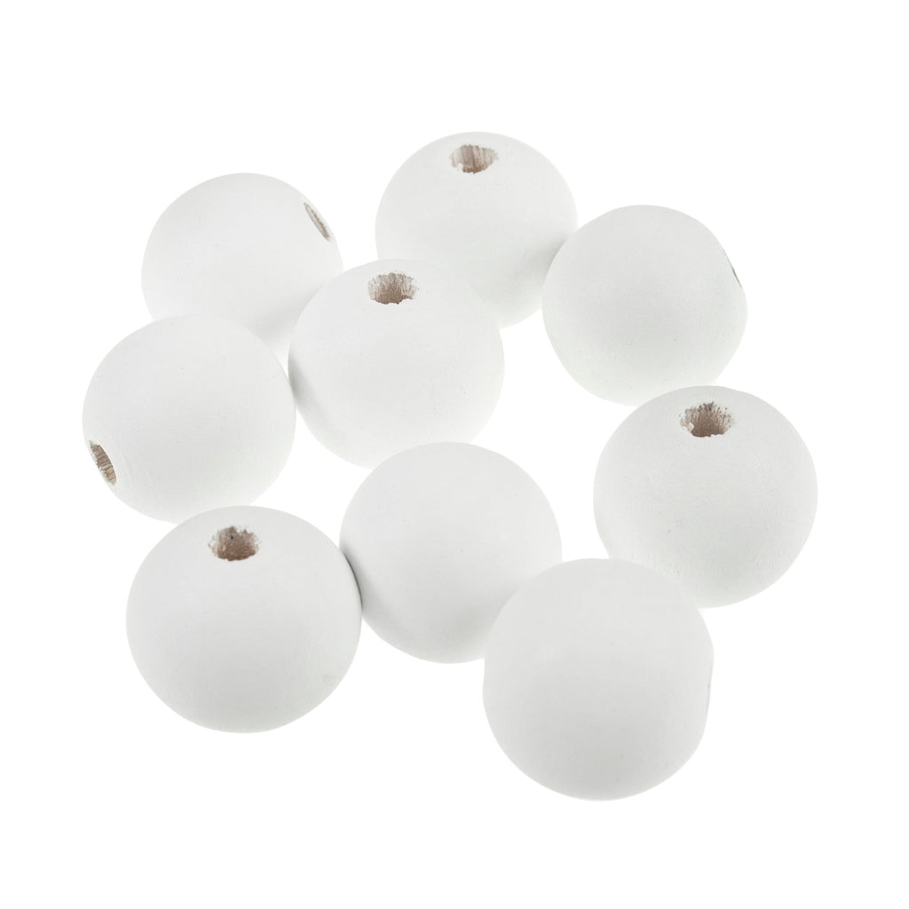 Trimits 25mm Wooden Craft Beads for Macramé - White