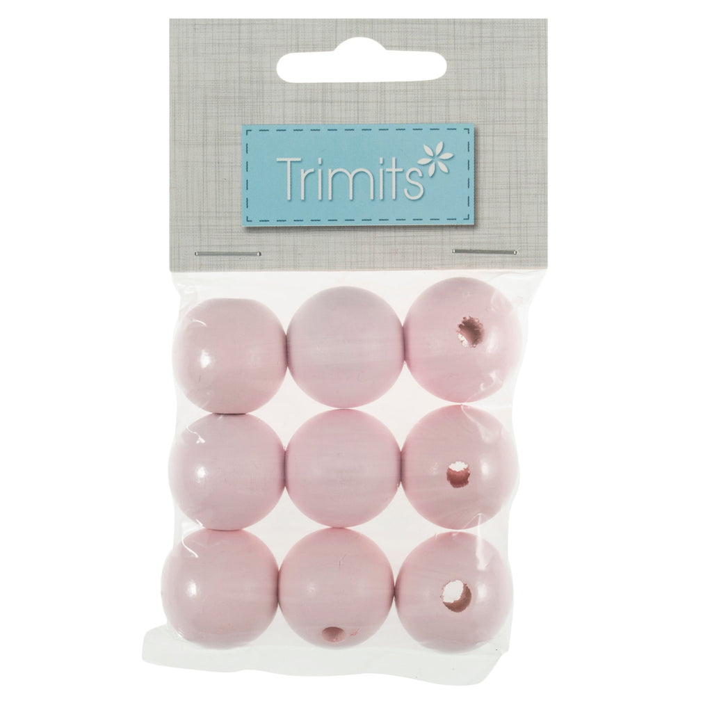 Trimits 25mm Wooden Craft Beads for Macramé - Pink