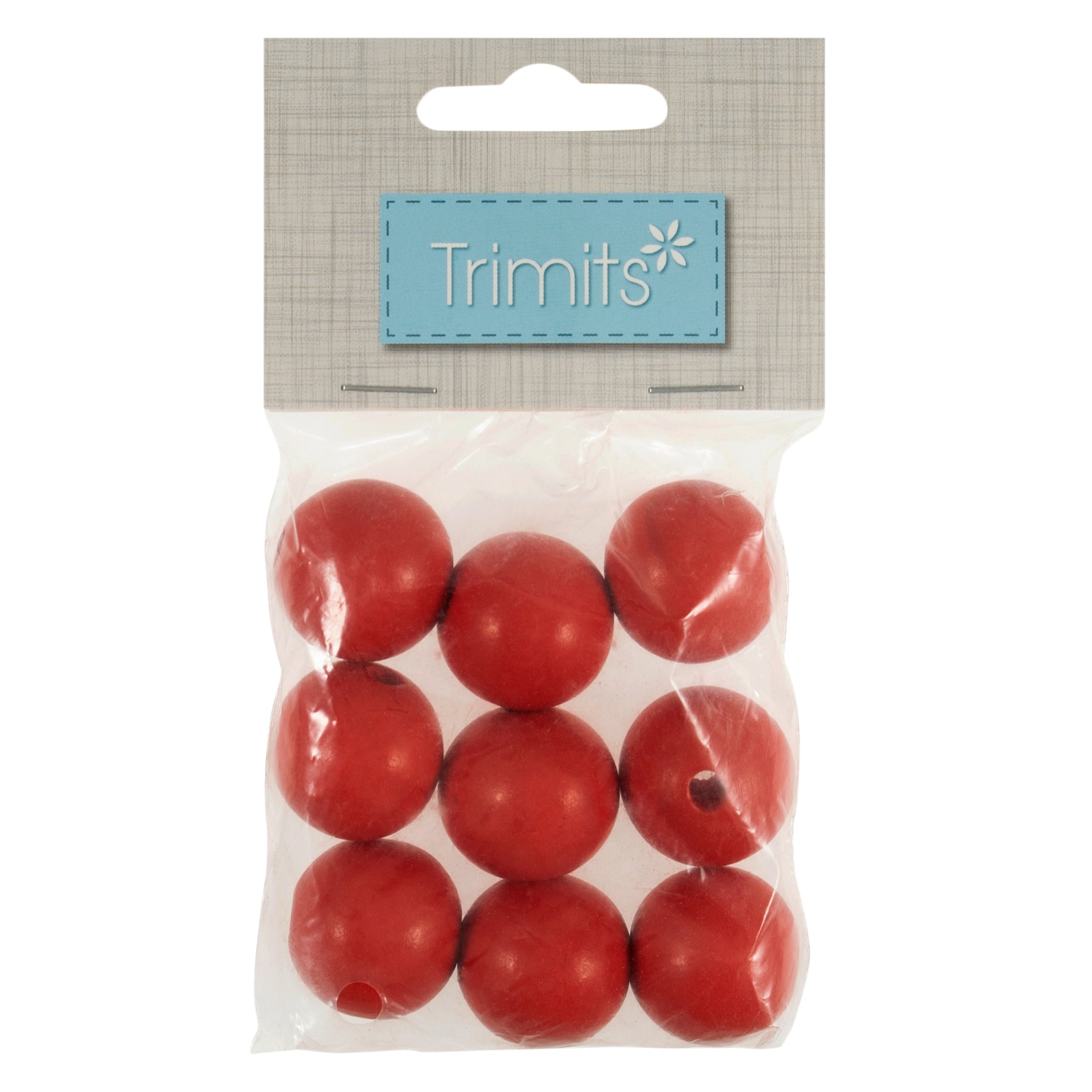 Trimits 25mm Wooden Craft Beads for Macramé - Red