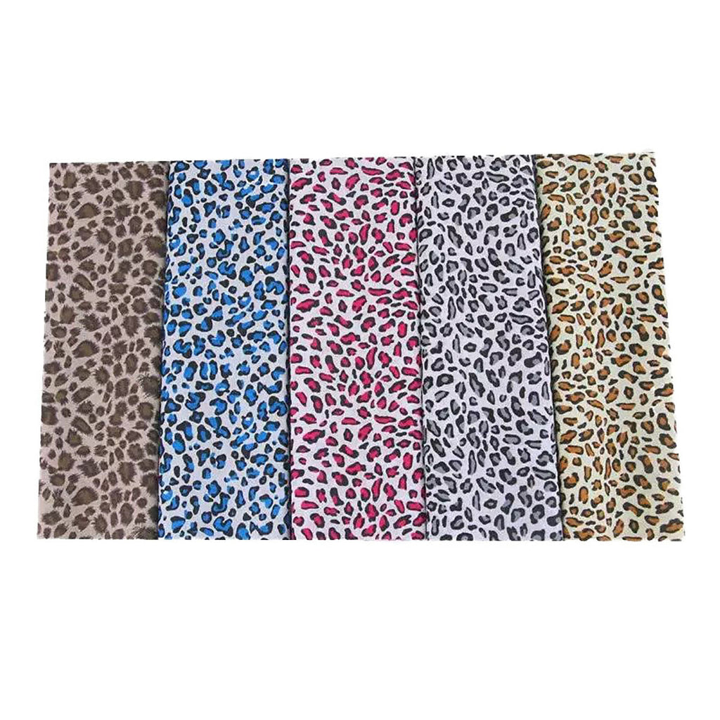 CraftsFabrics 5pcs Leopard Print Fabric Squares Animal Print for Quilting, Scrapbooking, Sewing, Arts & Crafts, Baby Clothing, Nursery