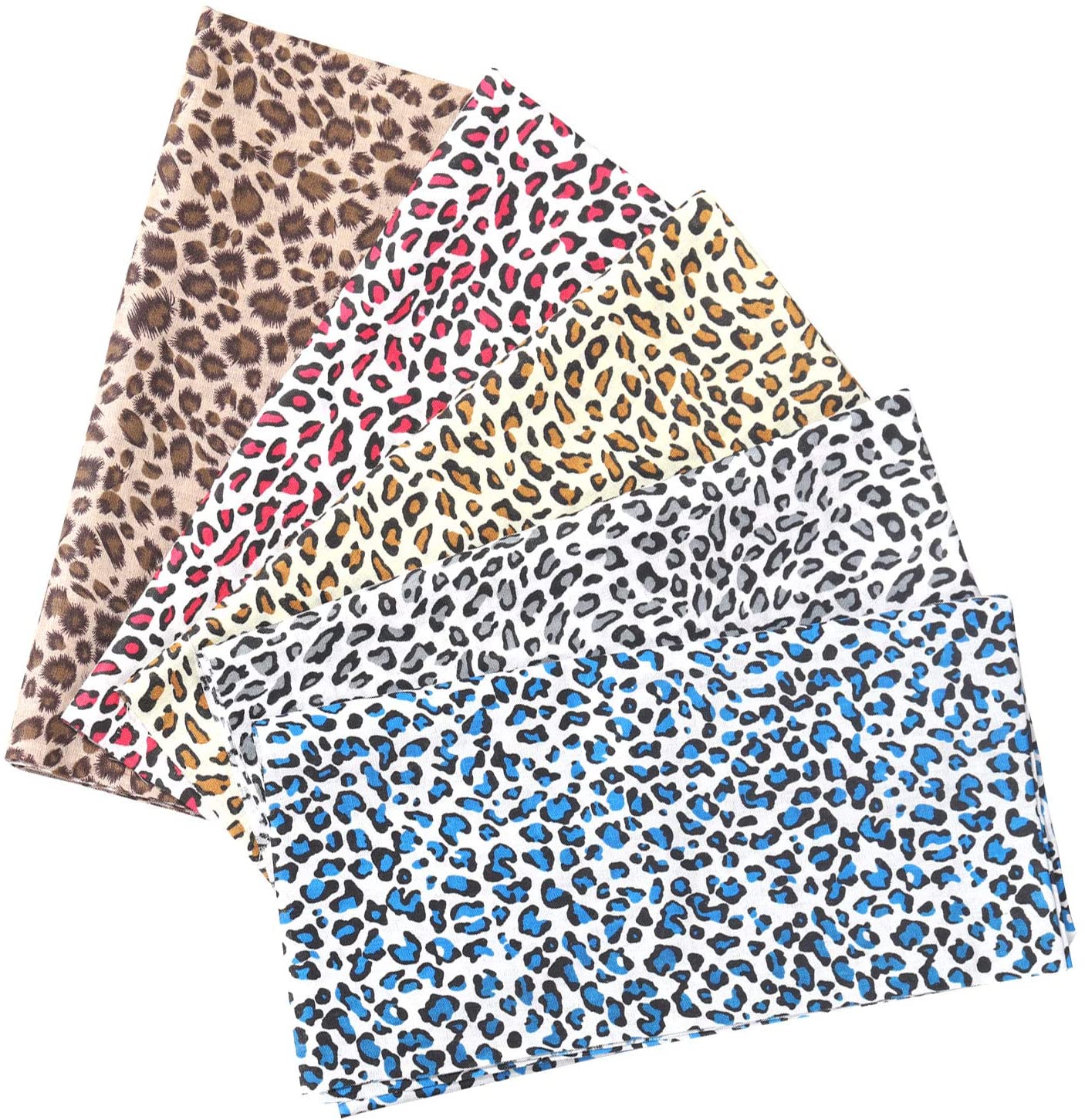CraftsFabrics 5pcs Leopard Print Fabric Squares Animal Print for Quilting, Scrapbooking, Sewing, Arts & Crafts, Baby Clothing, Nursery