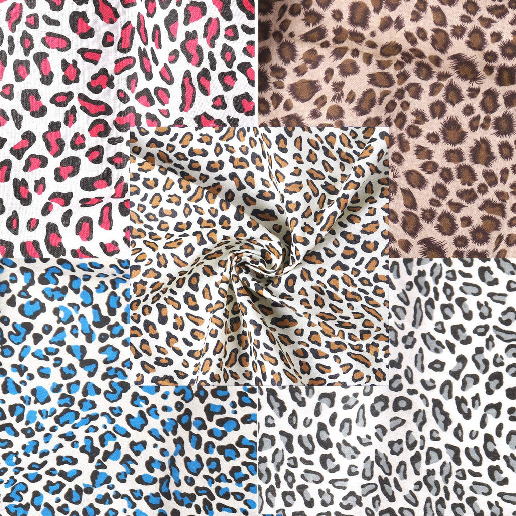 CraftsFabrics 5pcs Leopard Print Fabric Squares Animal Print for Quilting, Scrapbooking, Sewing, Arts & Crafts, Baby Clothing, Nursery