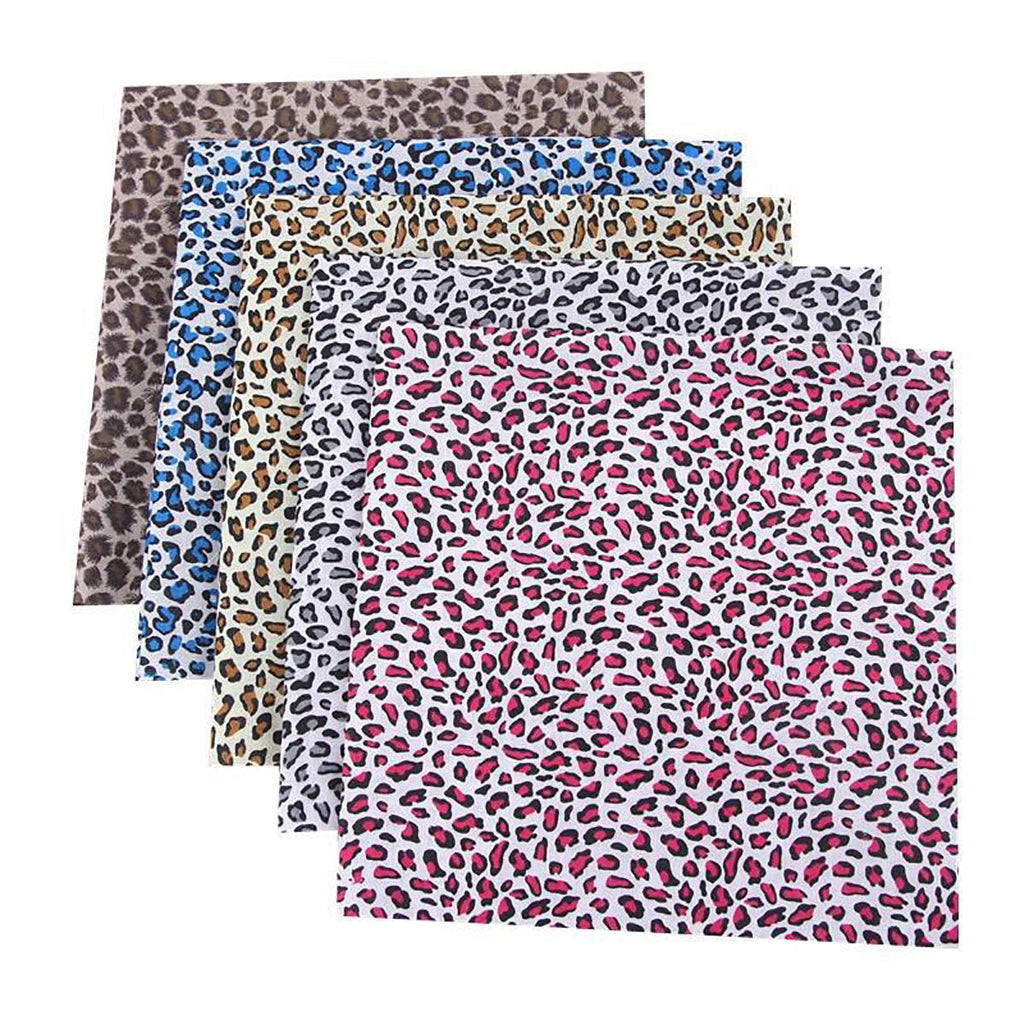 CraftsFabrics 5pcs Leopard Print Fabric Squares Animal Print for Quilting, Scrapbooking, Sewing, Arts & Crafts, Baby Clothing, Nursery