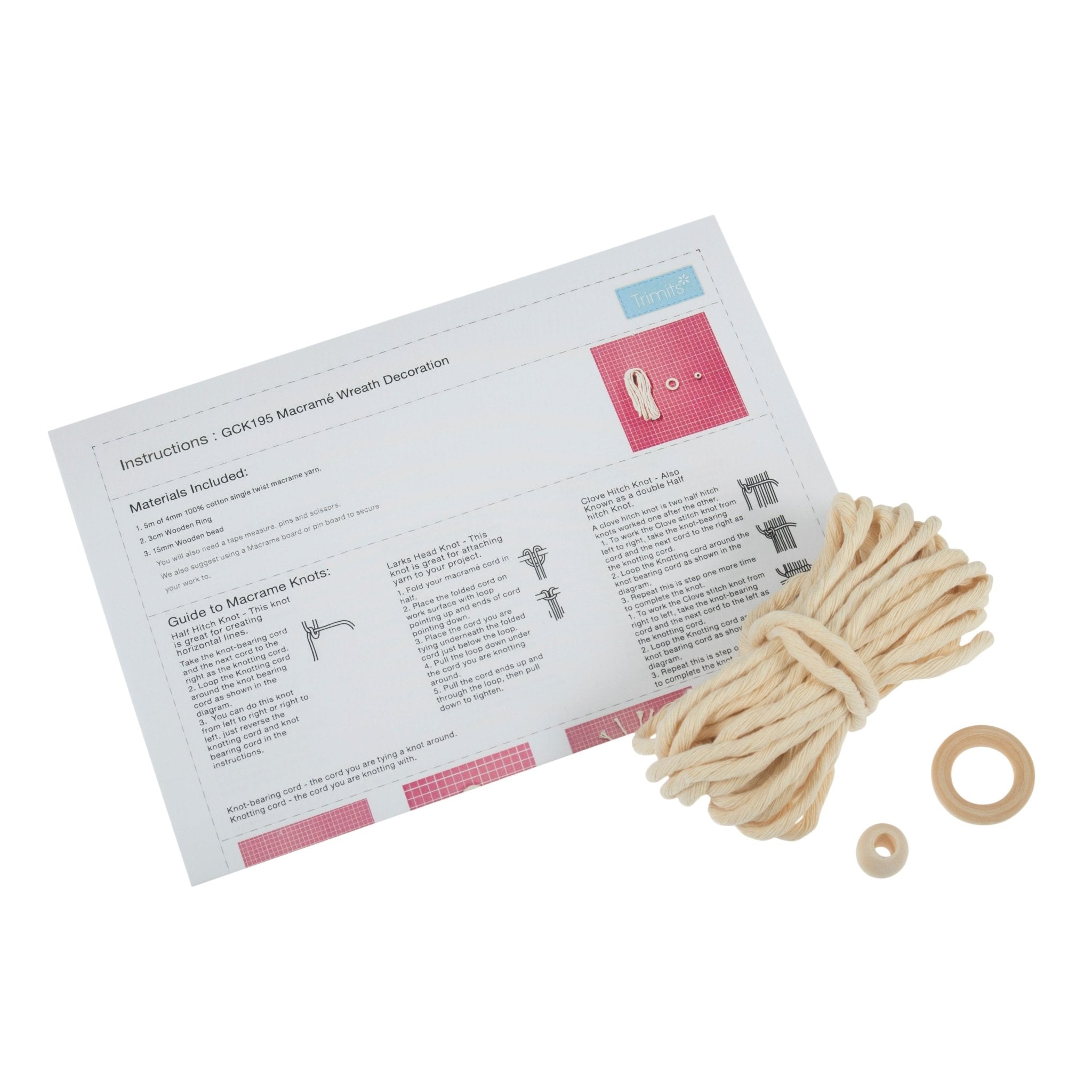 Trimits Macramé Kit: Natural Wreath Decoration