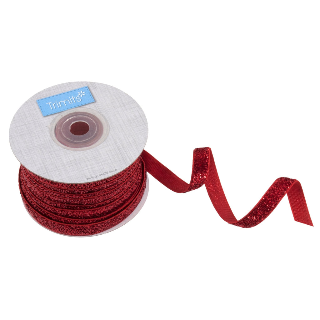 Trimits Glitter Velvet Ribbon: 10mm - various colours