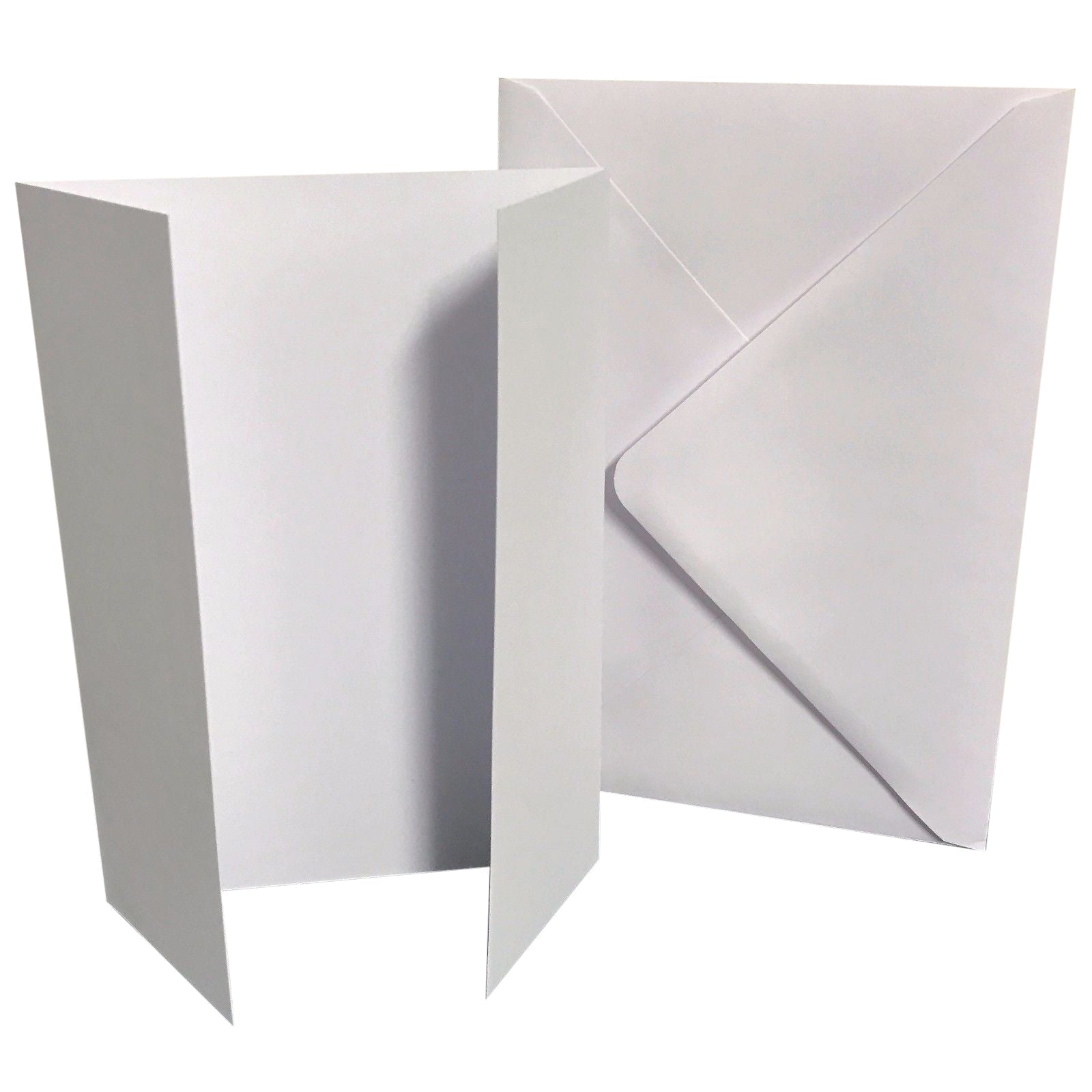 25 x A5 White GateFold Card Blanks & Envelopes - 300gsm