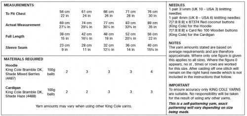 King Cole 'Easy Knit' Childs Hoodie &  Cardigan Knitting Pattern 5644 - Double Knit