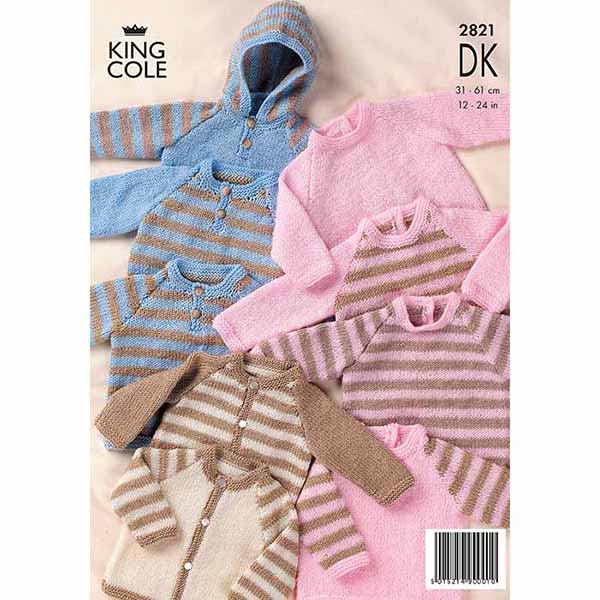 King Cole Mix n Match Prem Babies Raglan Sweaters Knitting Pattern 2821 - Double Knit