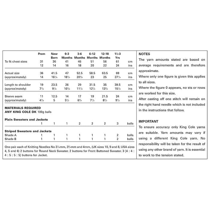 King Cole Mix n Match Prem Babies Raglan Sweaters Knitting Pattern 2821 - Double Knit