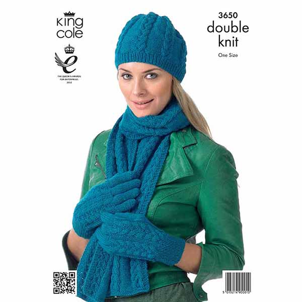 King Cole Hats, Scarves & Gloves Knitting Pattern 3650 - Double Knit
