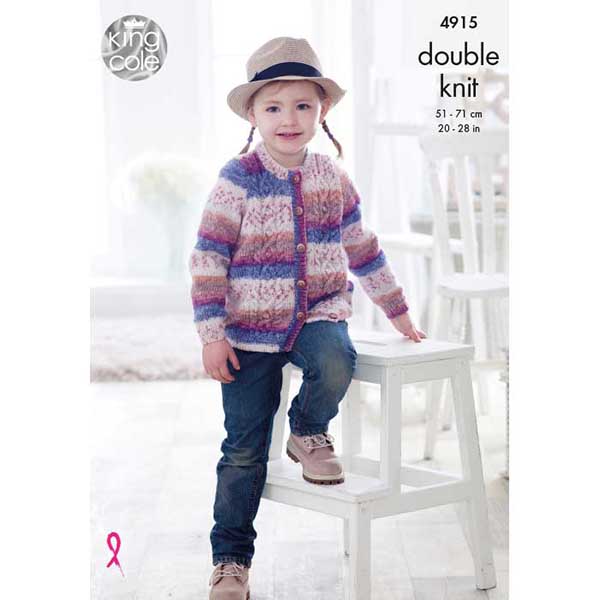 King Cole Childs Sweater & Cardigan Knitting Pattern 4915 - Double Knit
