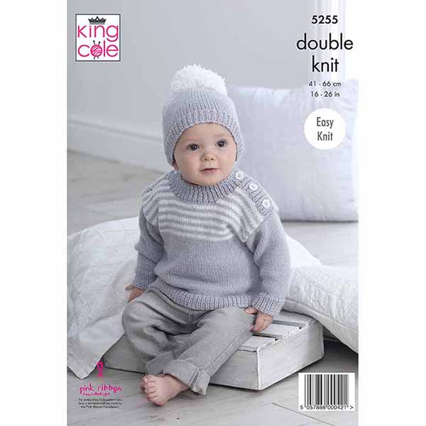 King Cole 'Easy Knit' Baby's Sweaters & Hats Knitting Pattern 5255 - Double Knit