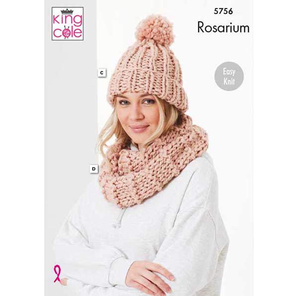 King Cole 'Easy Knit' Hats, Headband, Snoods, & Polo Neck Knittng Pattern 5756 - Mega Chunky