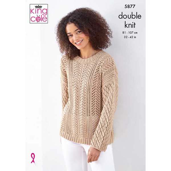 King Cole Ladies Sweaters Knitting Pattern 5877 - Double Knit