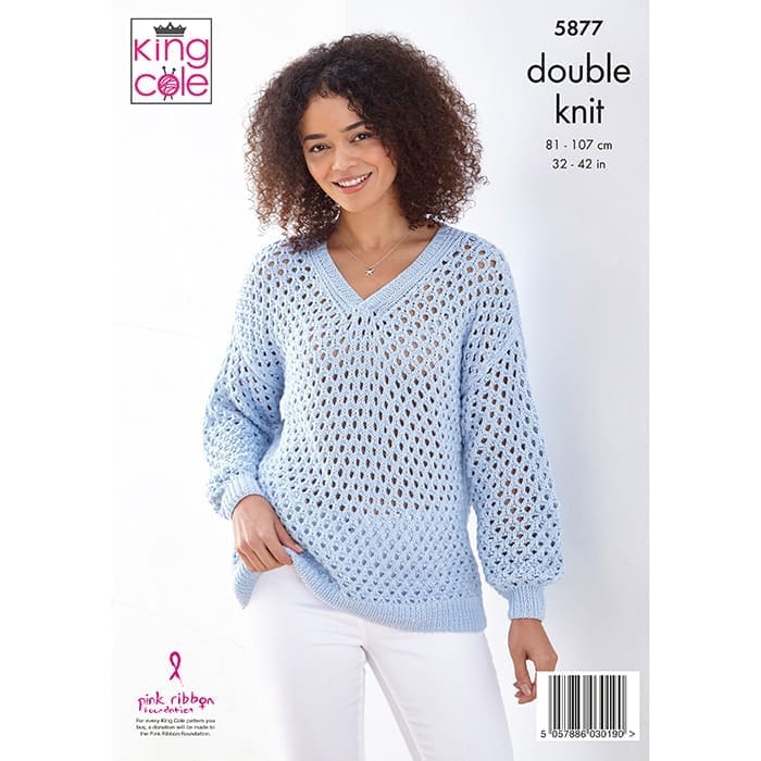 King Cole Ladies Sweaters Knitting Pattern 5877 - Double Knit