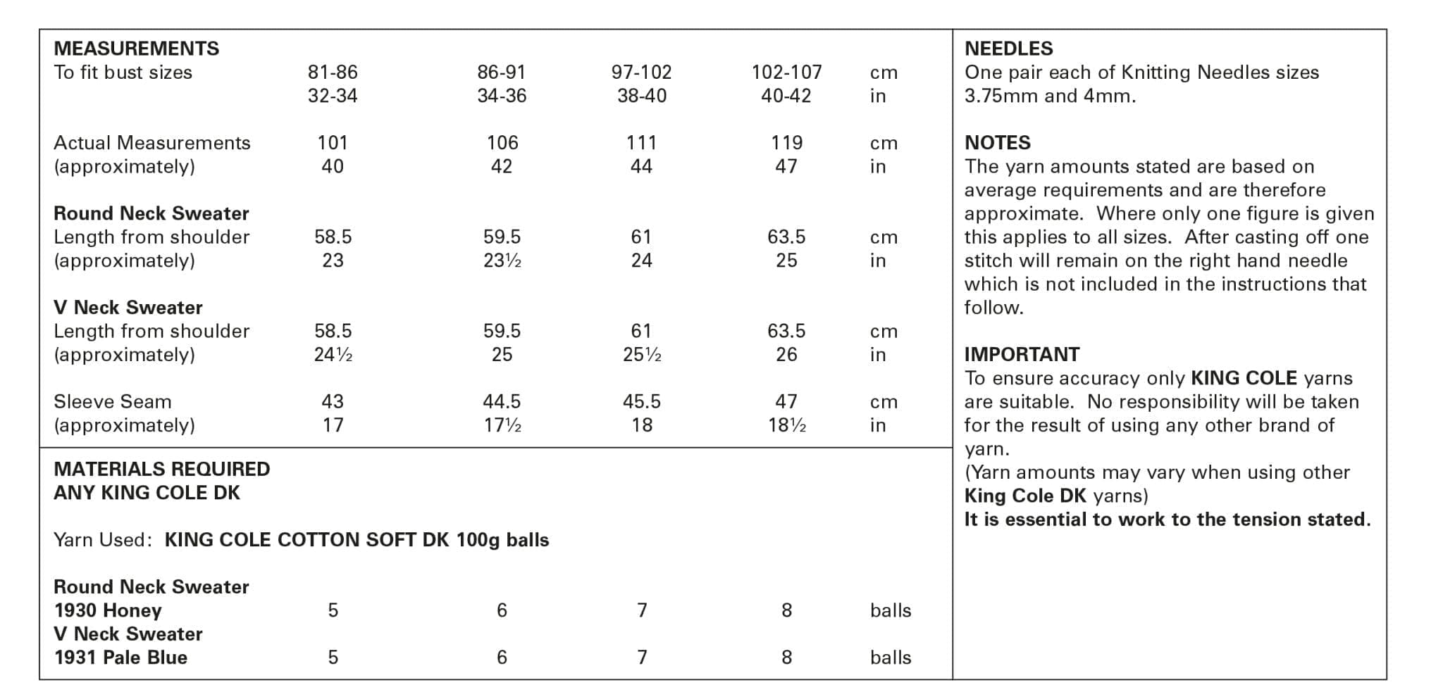 King Cole Ladies Sweaters Knitting Pattern 5877 - Double Knit