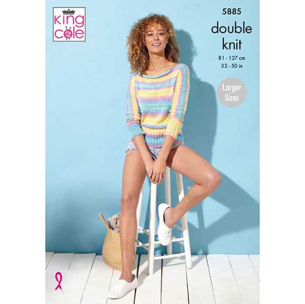 King Cole Ladies Summer Sweater & Jacket Knitting Pattern 5885 - Double Knit