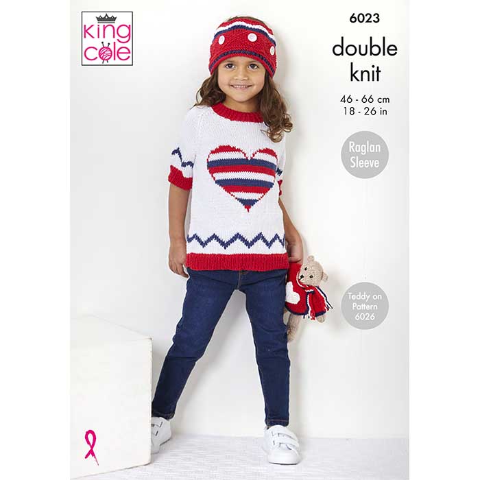 King Cole Childs Sweater, Hoodie & Crown Knitting Pattern 6023 - Double Knit