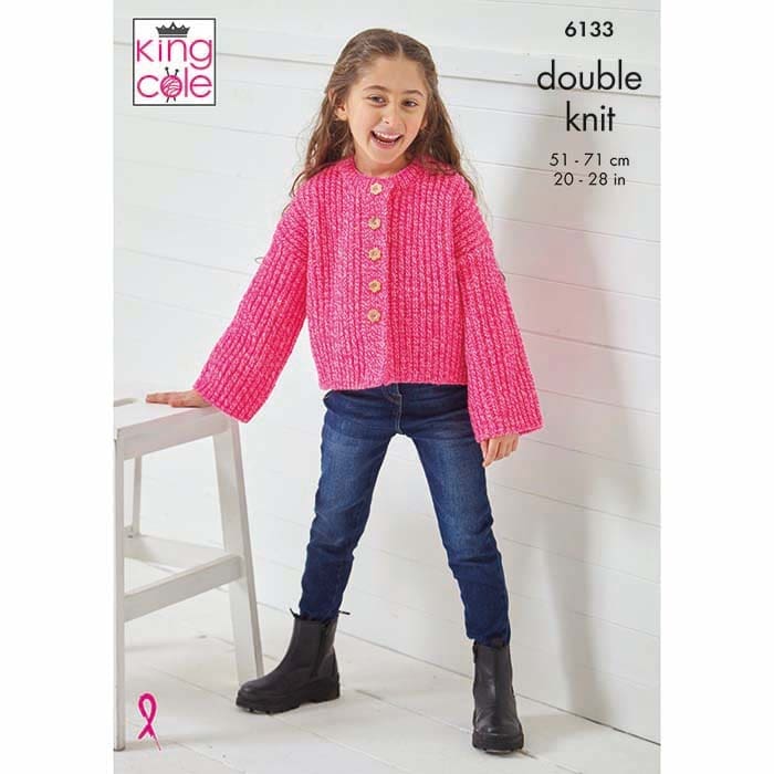 King Cole Childs Cardigan & Sweater Knitting Pattern 6133 - Double Knit