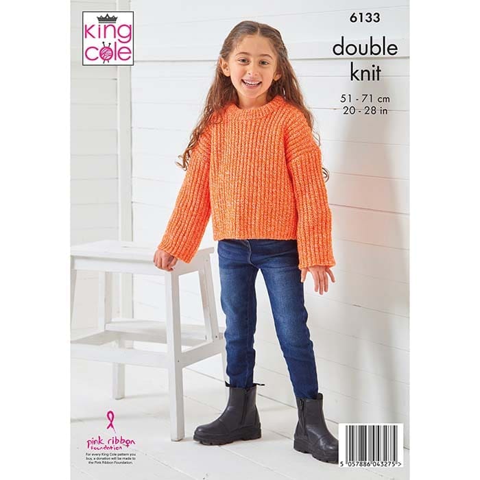 King Cole Childs Cardigan & Sweater Knitting Pattern 6133 - Double Knit