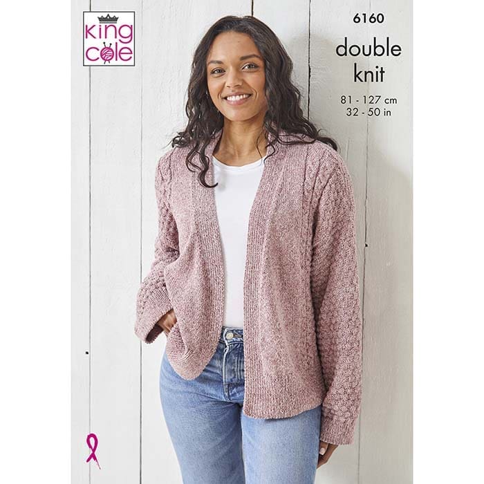 King Cole Ladies Sweater & Cardigan Knitting Pattern 6160 - Double Knit