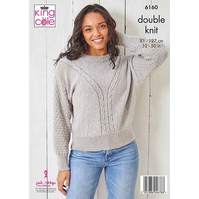King Cole Ladies Sweater & Cardigan Knitting Pattern 6160 - Double Knit