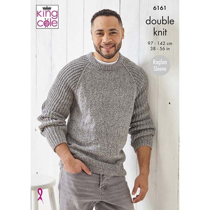 King Cole Men's Sweater & Slipover Knitting Pattern 6161 - Double Knit