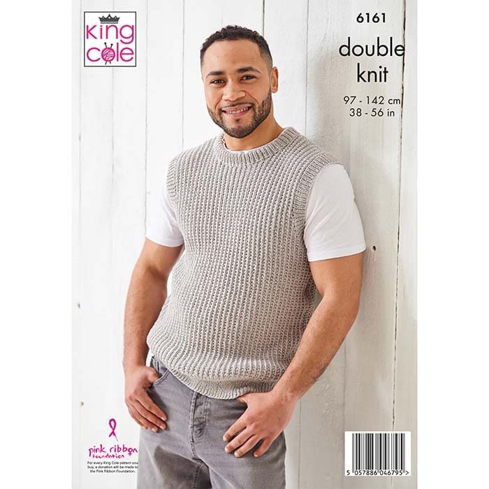 King Cole Men's Sweater & Slipover Knitting Pattern 6161 - Double Knit