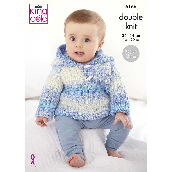 King Cole Baby's Sweaters, Jacket & Hat Knitting Pattern 6166 - Double Knit