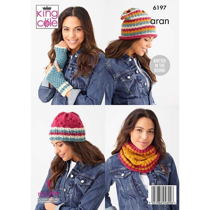 King Cole Winter Accessories Knitting Pattern 6197 - Aran