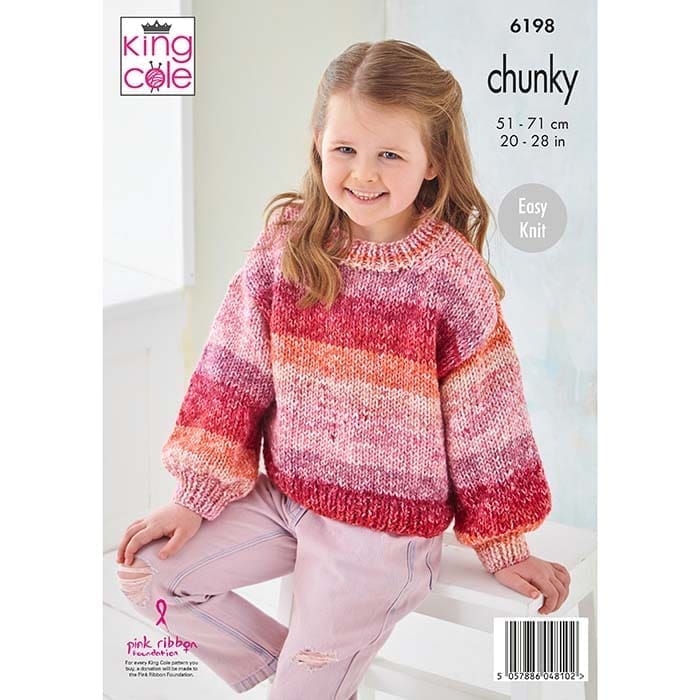 King Cole Child's Jacket & Sweater Knitting Pattern 6198 - Chunky