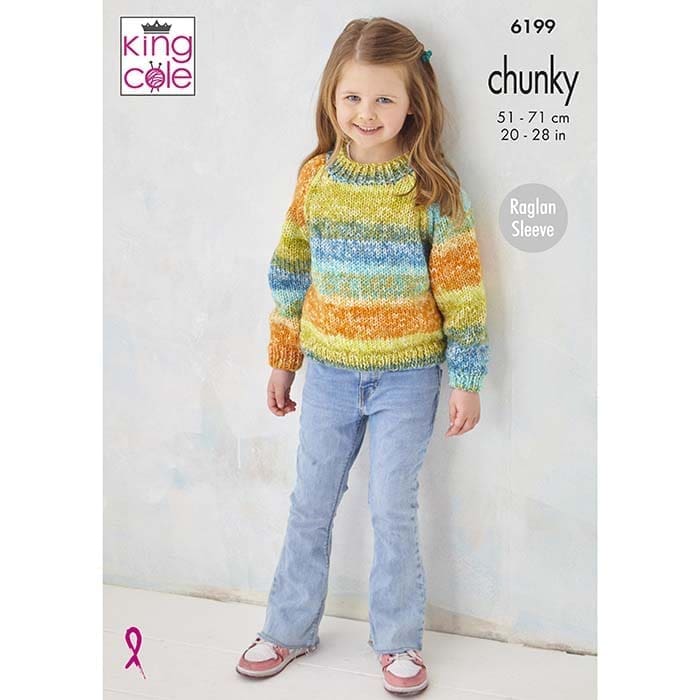 King Cole Child's Cardigan & Sweater Knitting Pattern 6199 - Chunky