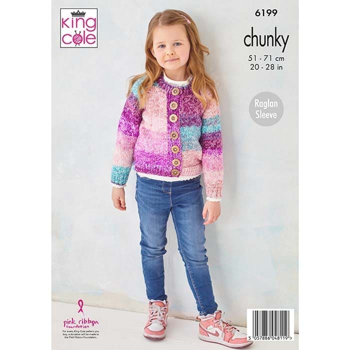 King Cole Child's Cardigan & Sweater Knitting Pattern 6199 - Chunky