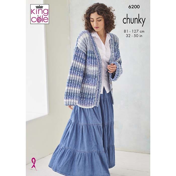 King Cole Ladies Sweater & Cardigan Knitting Pattern 6200 - Chunky