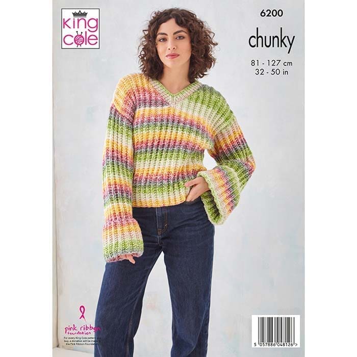 King Cole Ladies Sweater & Cardigan Knitting Pattern 6200 - Chunky
