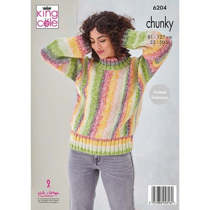 King Cole Ladies Sweater & Jacket Knitting Pattern 6204 - Chunky