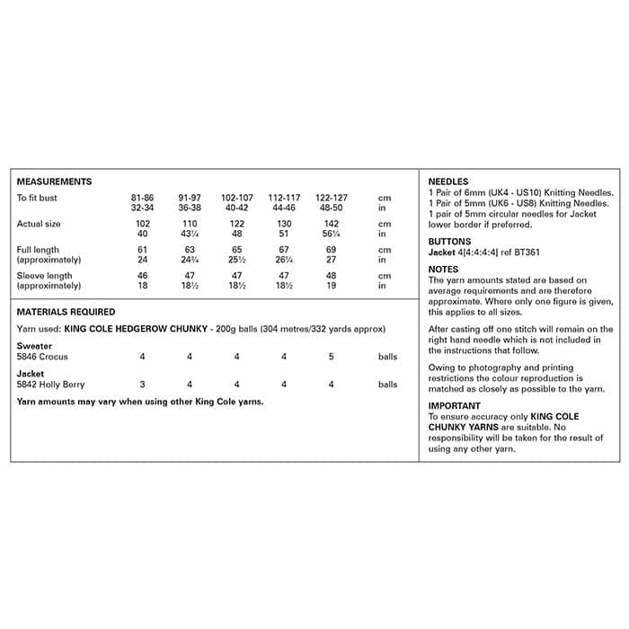 King Cole Ladies Sweater & Jacket Knitting Pattern 6204 - Chunky