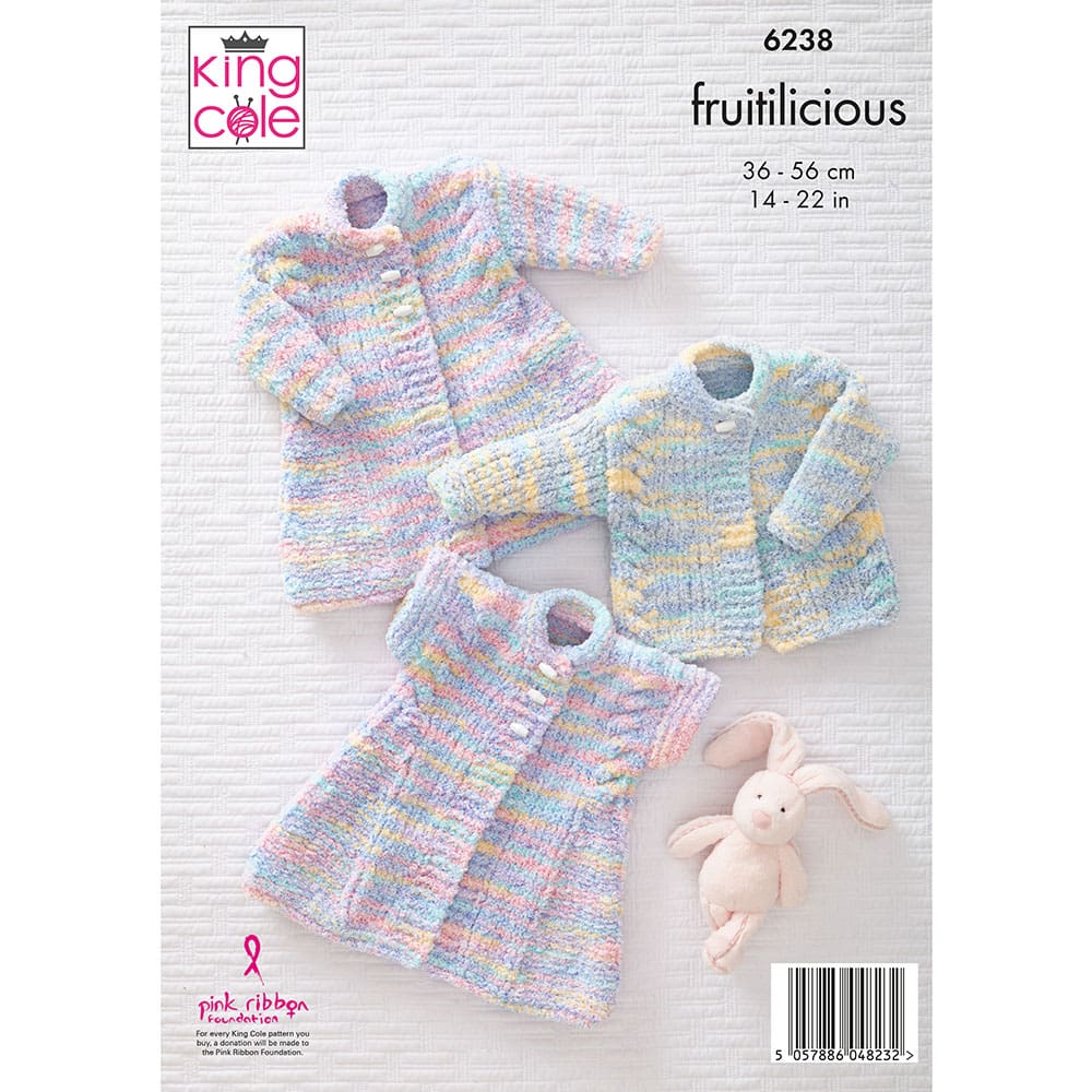 King Cole Baby Jacket, Cardigan and Waistcoat Knitting Pattern 6238 - Chunky
